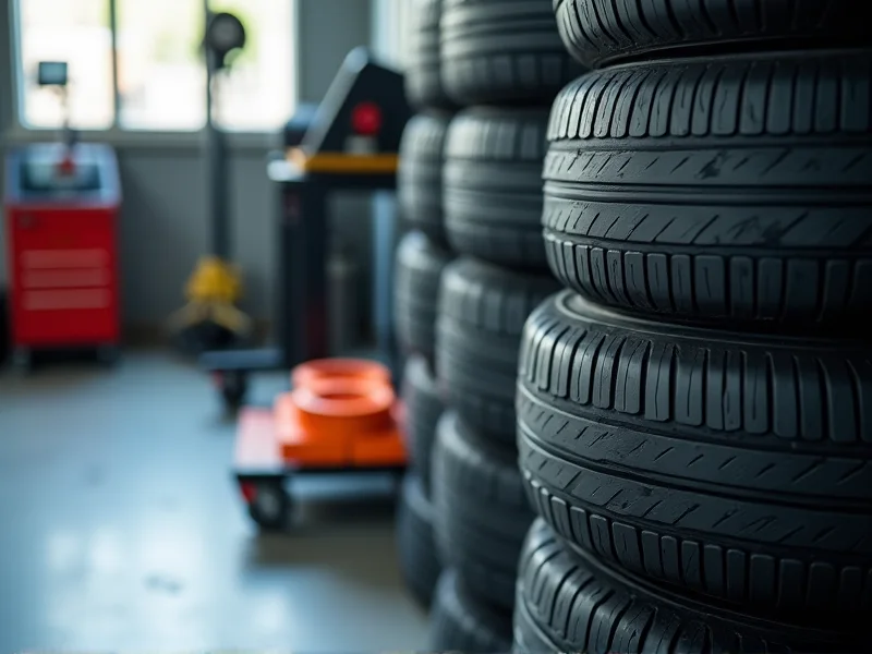 Tires service bay, illustrative placeholder